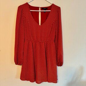 Women's S Forever 21 Orange Cream Polka Dot Short Long Cuffed Sleeve wit…